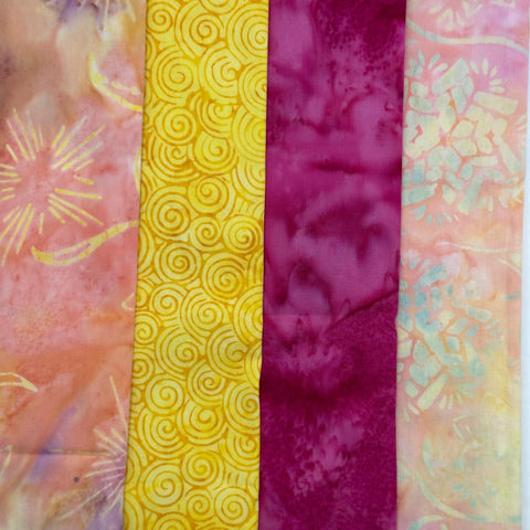 Assorted Batik 4 Half Yards Pink Yellow Peach Stash Builder Marbled Batik Cotton Batik Fabric 2 Total Yards A82