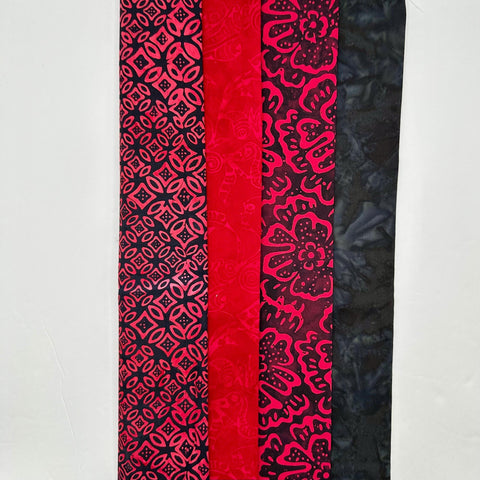 Assorted Batik 4 Half Yards Black Red Charcoal Gray Grey Purple Stash Builder Marbled Batik Cotton Batik Fabric 2 Total Yards A84