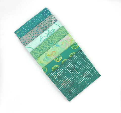 Anthology 7 Piece Half Yard Batik Green Turquoise HY Stash Builder Bundle