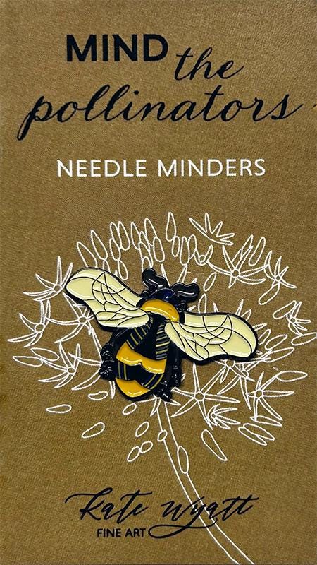 Kate Wyatt Fine Art Mind Minder the Pollinators Bumblebee Bee Magnetic Needle Minder 1.25"