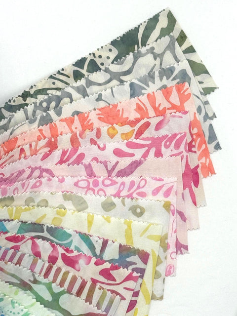 Java Batiks White Rainbow Batik Jelly Roll 40 2.5 Inch Fabric Strips ST-MASJAB-WHI