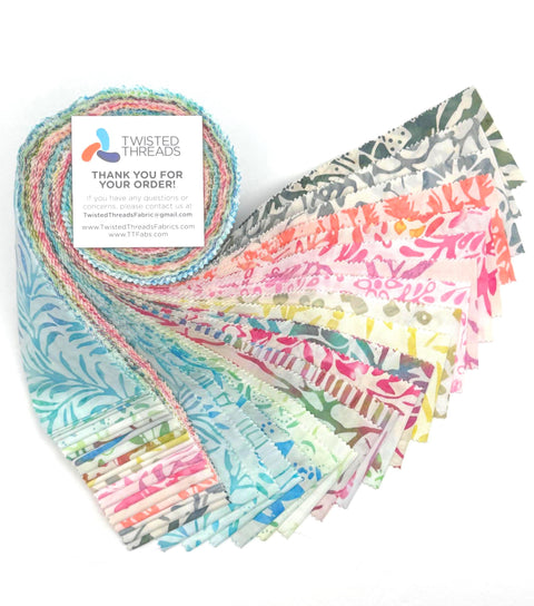 Java Batiks White Rainbow Batik Jelly Roll 40 2.5 Inch Fabric Strips ST-MASJAB-WHI