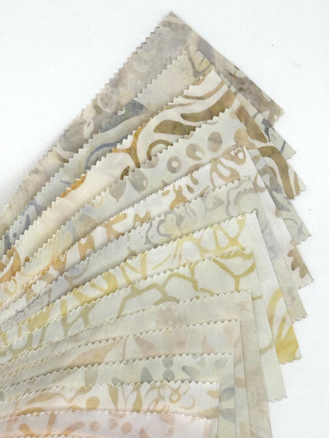 Java Batiks Tan Beige Cream Batik Jelly Roll 40 2.5 Inch Fabric Strips ST-MASJAB-PIL2