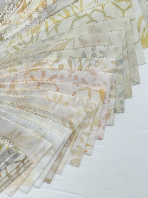 Java Batiks Tan Beige Cream Batik Jelly Roll 40 2.5 Inch Fabric Strips ST-MASJAB-PIL2