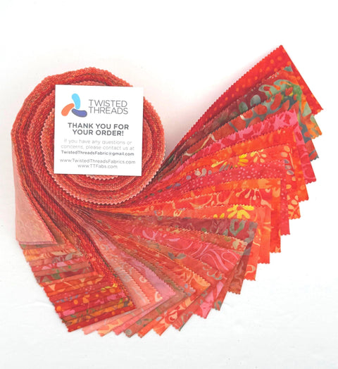 Java Batiks Orange Batik Jelly Roll 40 2.5 Inch Fabric Strips ST-MASJAB-ORA2