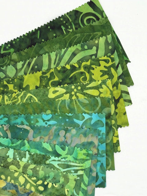 Java Batiks Green Batik Jelly Roll 40 2.5 Inch Fabric Strips ST-MASJAB-GRE2