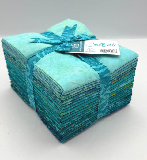 Java Batiks Turquoise Blue Light to Dark Turquoise Version 2 Batik Fat Quarters 20 Fqs Fabric 18 x 22 FQ-MASJAB-TUQ3