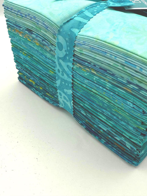 Java Batiks Turquoise Blue Light to Dark Turquoise Version 2 Batik Fat Quarters 20 Fqs Fabric 18 x 22 FQ-MASJAB-TUQ3