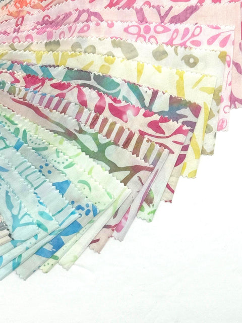 Java Batiks White Rainbow Batik Jelly Roll 40 2.5 Inch Fabric Strips ST-MASJAB-WHI