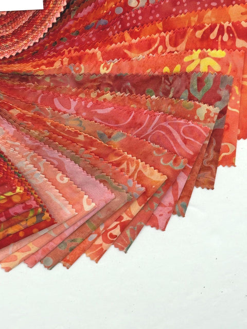 Java Batiks Orange Batik Jelly Roll 40 2.5 Inch Fabric Strips ST-MASJAB-ORA2