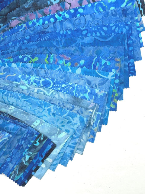 Java Batiks Blue Batik Jelly Roll 40 2.5 Inch Fabric Strips ST-MASJAB-BLU3