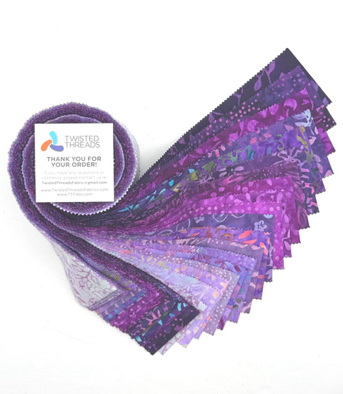 Java Batiks Purple Version 3 Batik Jelly Roll 40 2.5 Inch Fabric Strips ST-MASJAB-PUR3