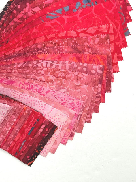 Java Batiks Red Version 3 Batik Jelly Roll 40 2.5 Inch Fabric Strips ST-MASJAB-RED3