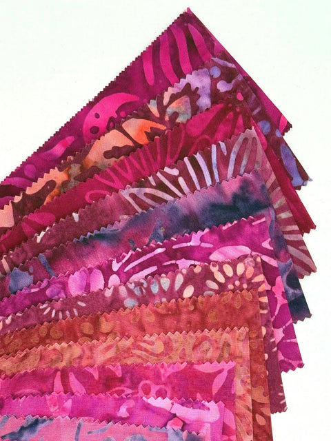 Java Batiks Wine Purple to Magenta Pink Batik Jelly Roll 40 2.5 Inch Fabric Strips ST-MASJAB-WIP2