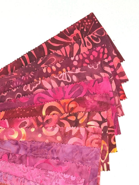 Java Batiks Sweetheart Red Pink Batik Layer Cake 10 x 10 Inch Fabric Squares SQ-MASJAB-SWE