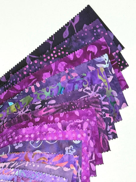 Java Batiks Purple 2 Batik Layer Cake 10 x 10 Inch Fabric Squares SQ-MASJAB-PUR2