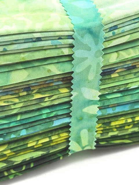 Java Batiks Green Light to Dark Green Batik Fat Quarters 20 Fqs Fabric 18 x 22 FQ-MASJAB-GRE2