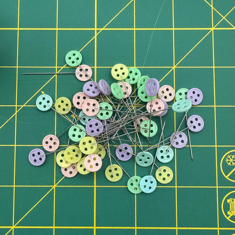 Heat Resistant Pastel Button Head Flat Pins Pink Purple Yellow Green Sewing Notion Quilting Pins 50 Pack 2 Inch