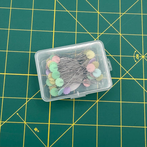 Heat Resistant Pastel Flower Head Flat Pins Pink Purple Yellow Green Sewing Notion Quilting Pins 50 Pack 2 Inch