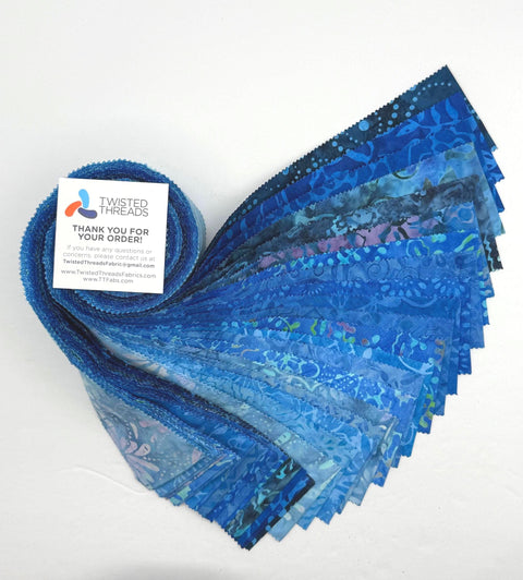 Java Batiks Blue Batik Jelly Roll 40 2.5 Inch Fabric Strips ST-MASJAB-BLU3