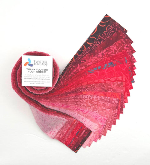 Java Batiks Red Version 3 Batik Jelly Roll 40 2.5 Inch Fabric Strips ST-MASJAB-RED3