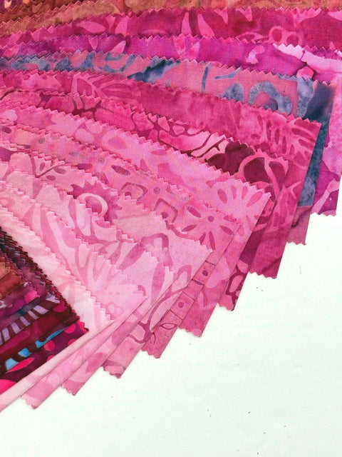 Java Batiks Wine Purple to Magenta Pink Batik Jelly Roll 40 2.5 Inch Fabric Strips ST-MASJAB-WIP2