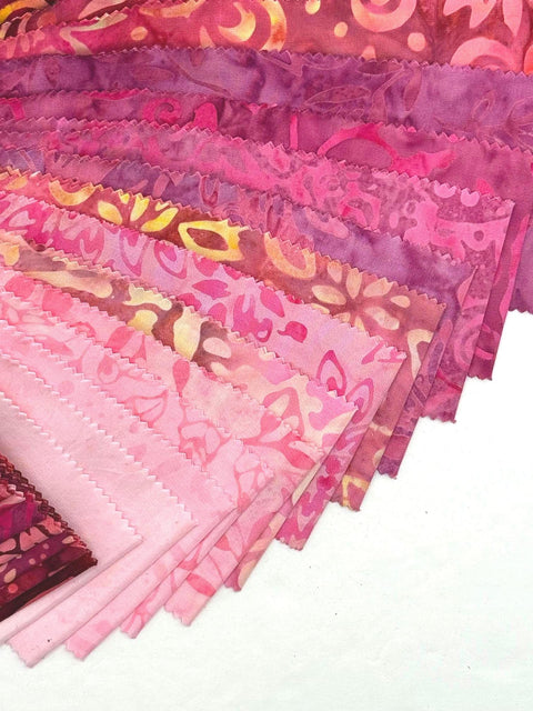 Java Batiks Sweetheart Red Pink Batik Layer Cake 10 x 10 Inch Fabric Squares SQ-MASJAB-SWE
