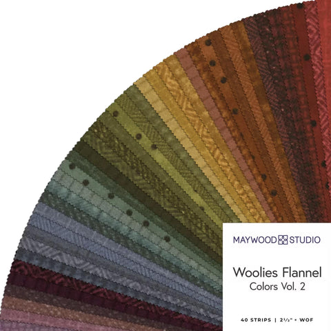 Maywood Woolies Colors Volume 2 Bonnie Sullivan Flannel Rainbow Plaid Polka Dot Stripe Cotton Flannel 40 2.5 inch Strips Fabric Jelly Roll