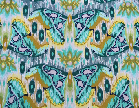 OOP FreeSpirit Tula Pink Eden 2015 Atlas Sapphire Green Yellow Chartreuse Teal Abstract Moth Cotton Blender Fabric Half Yard RARE PATP070