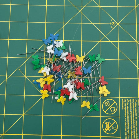 Heat Resistant Butterfly Head Flat Pins Red Green Blue Yellow White Sewing Notion Quilting Pins 50 Pack 2 Inch