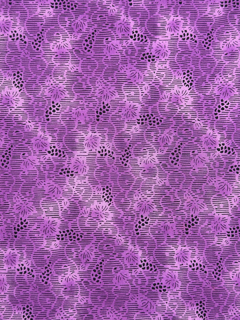 OOP RJR Japanese Stencil III 3 Mottled Purple Grapes on the Vine Leaf Out of Print Cotton 30 Inch Fabric Remnant OOP56