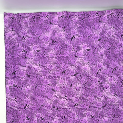 OOP RJR Japanese Stencil III 3 Mottled Purple Grapes on the Vine Leaf Out of Print Cotton 30 Inch Fabric Remnant OOP56