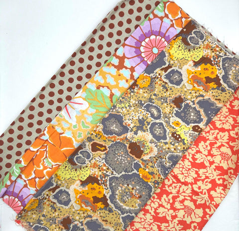 Rowan and FreeSpirit Kaffe Fassett 4 Piece HY Orange Brown Stash Builder Half Yards Quilting Cotton Fabric KFHY-19