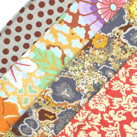 Rowan and FreeSpirit Kaffe Fassett 4 Piece HY Orange Brown Stash Builder Half Yards Quilting Cotton Fabric KFHY-19