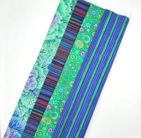 Rowan + Freespirit Kaffe Fassett 4 Piece HY Green Blue Stash Builder Half Yards Quilting Cotton Fabric KFHY-35