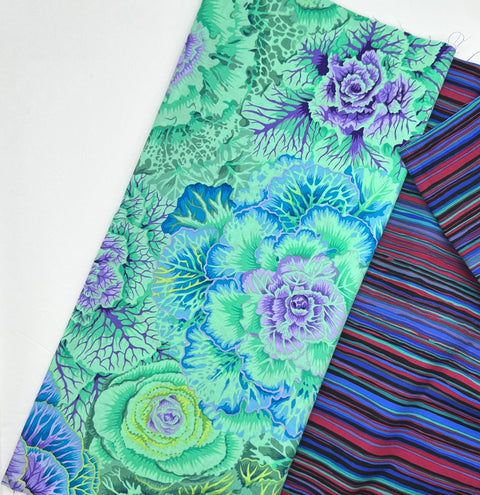 Rowan + Freespirit Kaffe Fassett 4 Piece HY Green Blue Stash Builder Half Yards Quilting Cotton Fabric KFHY-35