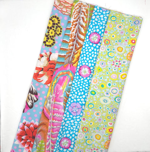 Rowan + Freespirit Kaffe Fassett 4 Piece HY Pink Blue Stash Builder Half Yards Quilting Cotton Fabric KFHY-37