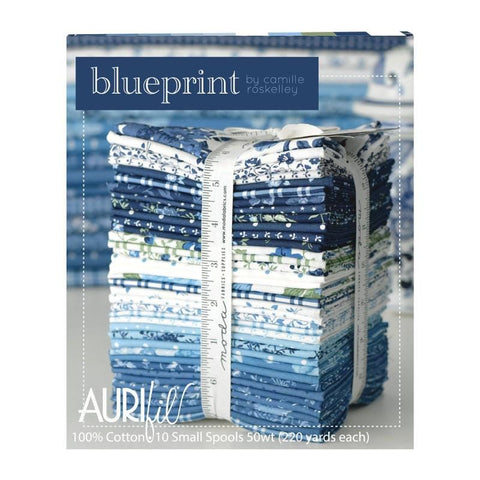 Aurifil BluePrint Collection Camille Roskelley 50 Weight Wt Blue Green Cotton Quilting Thread Set of 10