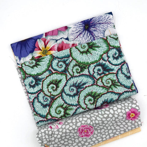 OOP Rowan Freespirit Kaffe Fassett 4 Piece 9 Inch QY Stash Builder Begonia Aboriginal Dot Floral Quarter Yards Quilting Cotton Fabric KFQY1