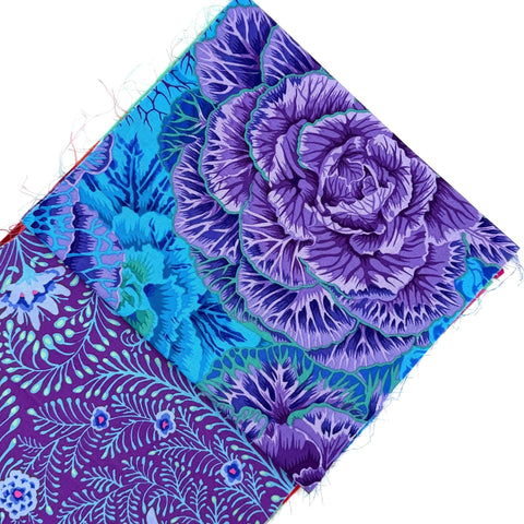OOP Rowan Freespirit Kaffe Fassett 4 Piece 9 Inch QY Stash Builder Purple Blue Orange Floral Dot Quarter Yards Quilting Cotton Fabric KFQY5