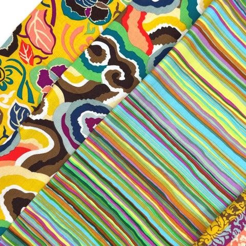 Rowan + Freespirit Kaffe Fassett 4 Piece HY Yellow Green Stash Builder Half Yards Quilting Cotton Fabric KFHY-11