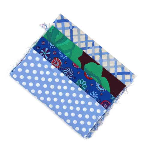OOP Rowan Freespirit Kaffe Fassett 4 Piece 9 Inch QY Blue Periwinkle Floral Lattice Stash Builder Quarter Yard Quilting Cotton Fabric KFQY13