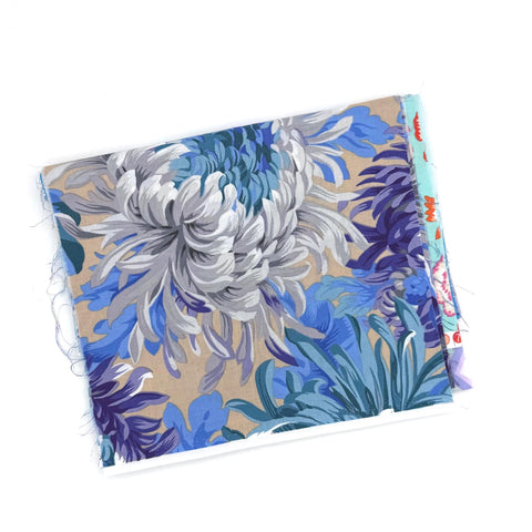OOP Rowan Freespirit Kaffe Fassett 4 Piece 9 Inch QY Blue Purple Floral Stash Builder Quarter Yards Quilting Cotton Fabric KFQY14
