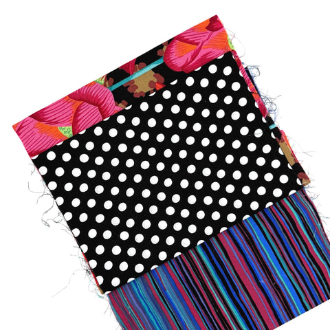 OOP Rowan Freespirit Kaffe Fassett 4 Piece 9 Inch QY Black Blue Floral Dot Stripe Stash Builder Quarter Yards Quilting Cotton Fabric KFQY23