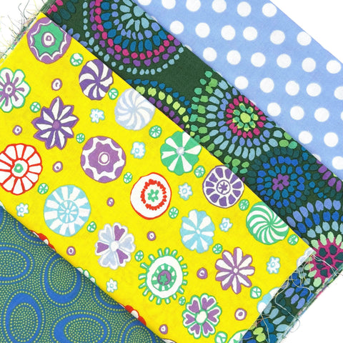 OOP Rowan Freespirit Kaffe Fassett 4 Piece 9 Inch QY Blue Green Polka Dot Candy Stash Builder Quarter Yards Quilting Cotton Fabric KFQY24