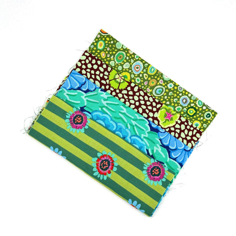 OOP Rowan Freespirit Kaffe Fassett 4 Piece 9 Inch QY Green Blue Brown Floral Dot Stash Builder Quarter Yards Quilting Cotton Fabric KFQY39