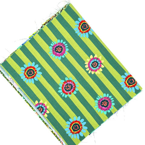 OOP Rowan Freespirit Kaffe Fassett 4 Piece 9 Inch QY Green Blue Brown Floral Dot Stash Builder Quarter Yards Quilting Cotton Fabric KFQY39