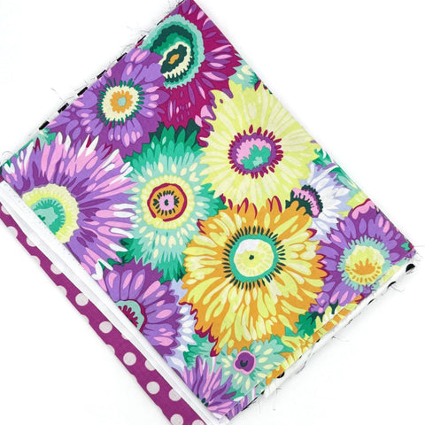 OOP Rowan Freespirit Kaffe Fassett 4 Piece 9 Inch QY Black White Purple Pink Floral Stash Builder Quarter Yard Quilting Cotton Fabric KFQY42