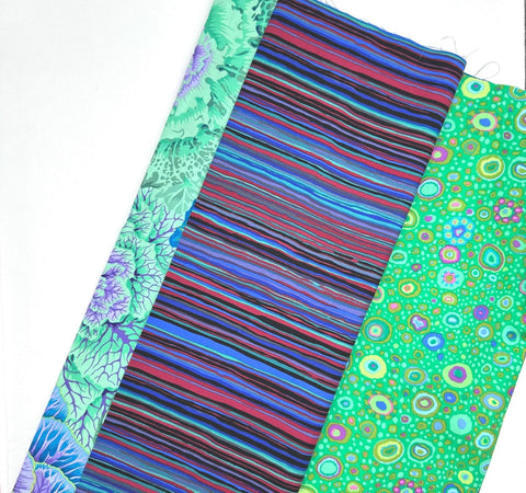 Rowan + Freespirit Kaffe Fassett 4 Piece HY Green Blue Stash Builder Half Yards Quilting Cotton Fabric KFHY-35