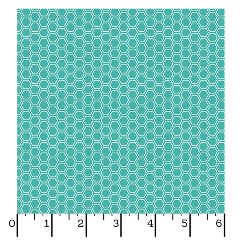 BTY Kimberbell Flannel Maywood Aqua Blue Green Hexagon Cotton Flannel Fabric 1 Yard 8256-Q